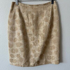 Vintage‎ Banu Paris Textured Tulip Floral Pattern Lined Pencil Skirt Size 10